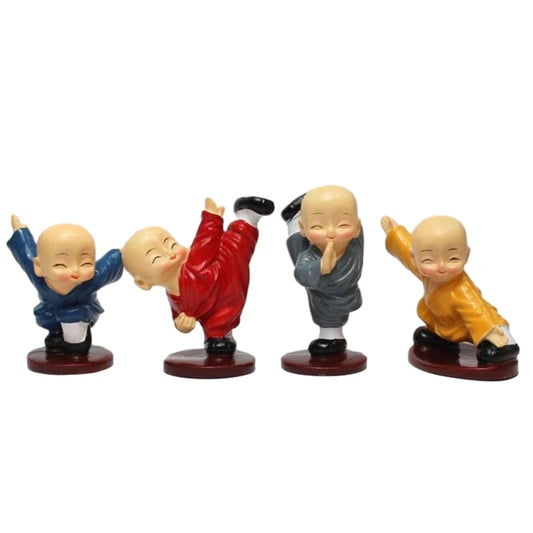 Kungfu Little Monks Figurine Sculpture Chinese Resin Buddha Statue Home Decoration Accessories Gift Small Monk Buddha Ornaments