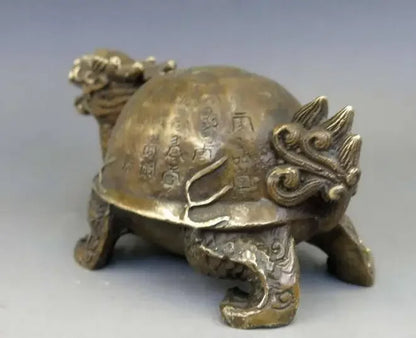 Kuningan Cina Tembaga Fengshui Dewa Hewan Naga Kura-kura Patung