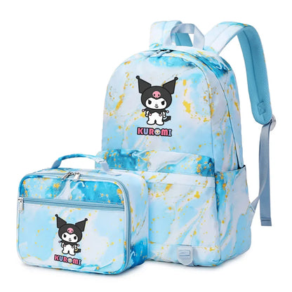 Kuromi My Melody Girls Boys Kids 2 pcs Backpack with Lunch Bag Rucksack Casual School Bags for Student Teenagers Sets