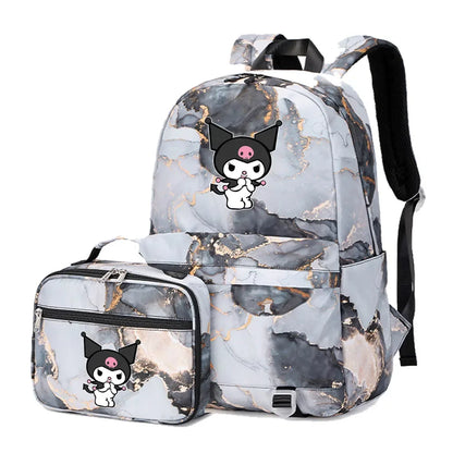 Kuromi My Melody Girls Boys Kids 2 pcs Backpack with Lunch Bag Rucksack Casual School Bags for Student Teenagers Sets