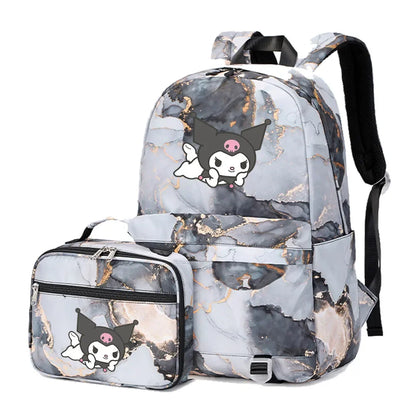 Kuromi My Melody Girls Boys Kids 2 pcs Backpack with Lunch Bag Rucksack Casual School Bags for Student Teenagers Sets