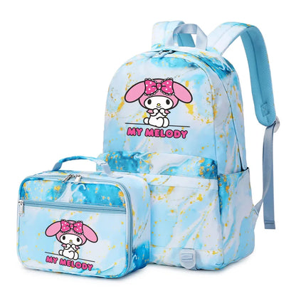 Kuromi My Melody Girls Boys Kids 2 pcs Backpack with Lunch Bag Rucksack Casual School Bags for Student Teenagers Sets