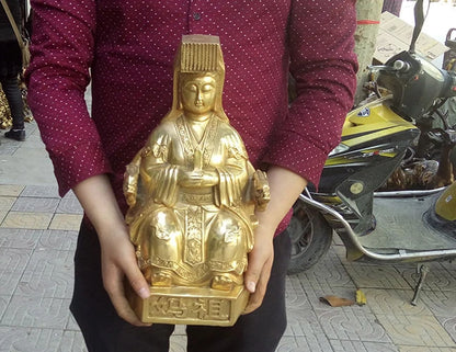 L SIZE--GOLDEN MAZU statue # Asia family HOME efficacious Protection -Sea goddess Mazu Guanyin BRASS statue-bless Safety Health