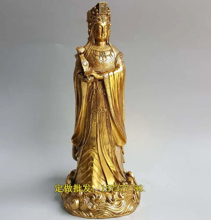 L size #TOP Bless family Safety Health luck Talisman- office home shop efficacious Protection Sea God Mazu Guanyin brass statue
