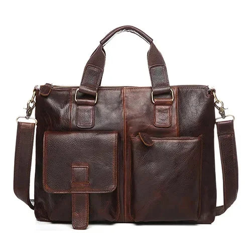 LACHIOUR Business Office Handag Men Real CRAZY HORSE Genuine Leather Messenger Male Ducument Travel Laptop Shoulder Bag