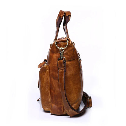 LACHIOUR Business Office Handag Men Real CRAZY HORSE Genuine Leather Messenger Male Ducument Travel Laptop Shoulder Bag