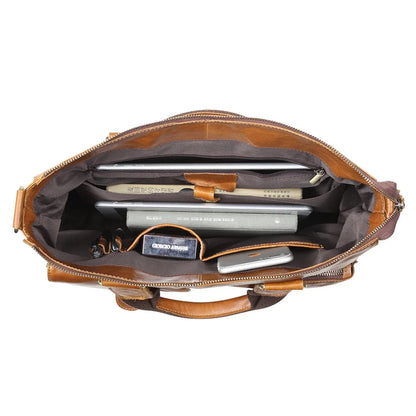 LACHIOUR Business Office Handag Men Real CRAZY HORSE Genuine Leather Messenger Male Ducument Travel Laptop Shoulder Bag