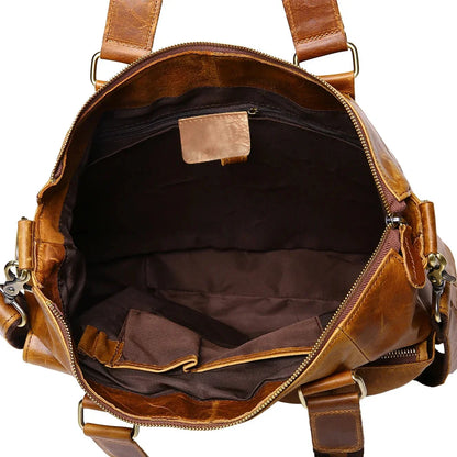 LACHIOUR Business Office Handag Men Real CRAZY HORSE Genuine Leather Messenger Male Ducument Travel Laptop Shoulder Bag
