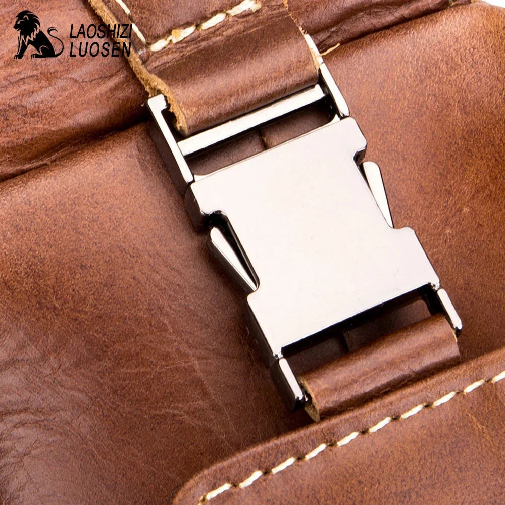 LAOSHIZI 2024 Hot Sale Casual Genuine Leather For Men Messenger s Mens Chest Crossbody Bags Male Shoulder