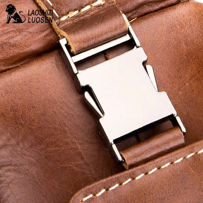 LAOSHIZI 2024 Hot Sale Casual Genuine Leather For Men Messenger s Mens Chest Crossbody Bags Male Shoulder