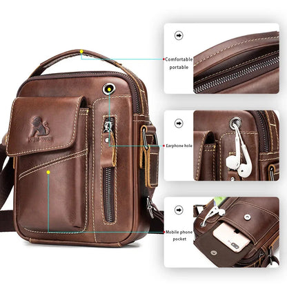 LAOSHIZI Brand Genuine Cow Leather Shoulder Men Messenger s Small Handbag Casual Flap Zipper Design Male CrossBody Bag