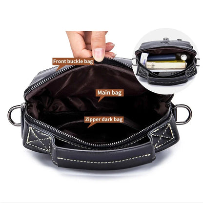 LAOSHIZI Brand High-end Men's genuine Shoulder Leisure Business crossbody bag 100% Leather Man Bag Handbag