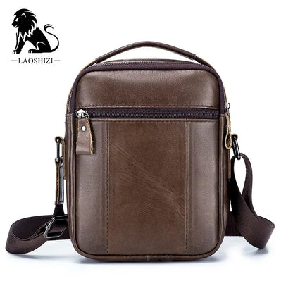 LAOSHIZI High-end Luxury Leather Shoulder Bag Leisure Business Crossbody Bags Large-capacity Multifunctional Men's Handbag