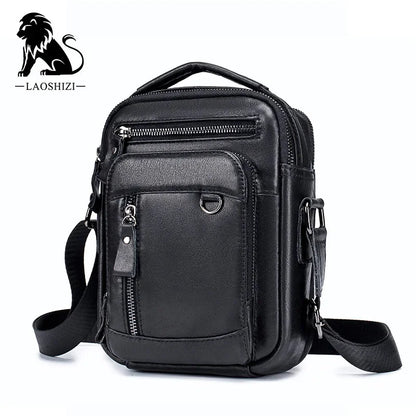 LAOSHIZI High-end Luxury Leather Shoulder Bag Leisure Business Crossbody Bags Large-capacity Multifunctional Men's Handbag