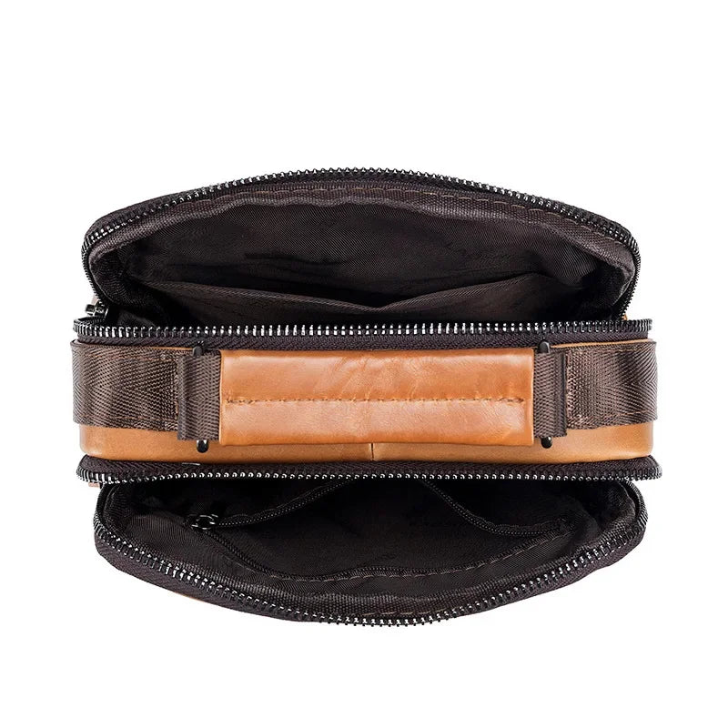 LAOSHIZI New Luxury Genuine Leather Shoulder Multifunctional Casual Crossbody Bag 100% Cowhide Men's Handbag