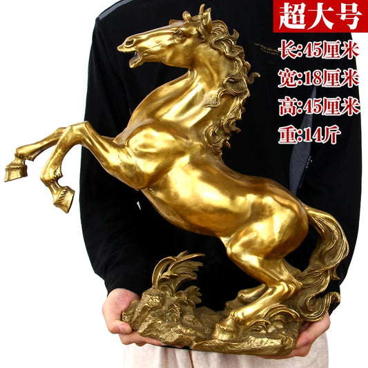 LARGE #45CM TALL # High-grade HOME OFFICE Business crafts-- wealth fortune Good luck brass horse statue Efficacious Mascot