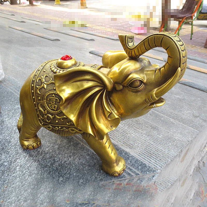 LARGE A pair HOME shop office Lobby efficacious talisman Ornament thriving business money GOOD Luck auspicious Elephants statue