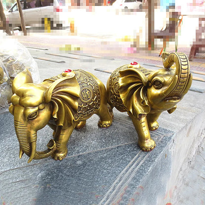 LARGE A pair HOME shop office Lobby efficacious talisman Ornament thriving business money GOOD Luck auspicious Elephants statue