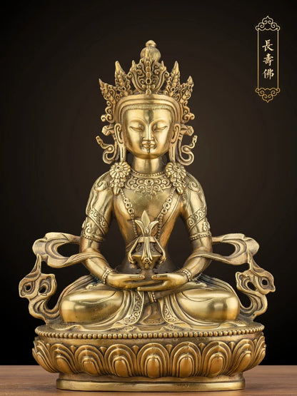 LARGE GOOD Wholesale buddha statue Asia Buddhism Buddha brass statue Tantra Amitayus CHANG SHOU RU LAI FO Buddha talisman