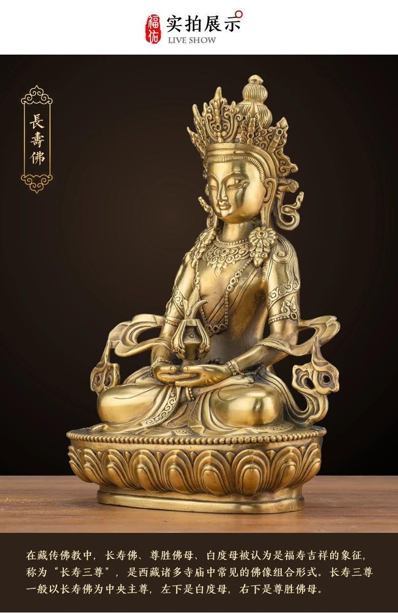 LARGE GOOD Wholesale buddha statue Asia Buddhism Buddha brass statue Tantra Amitayus CHANG SHOU RU LAI FO Buddha talisman