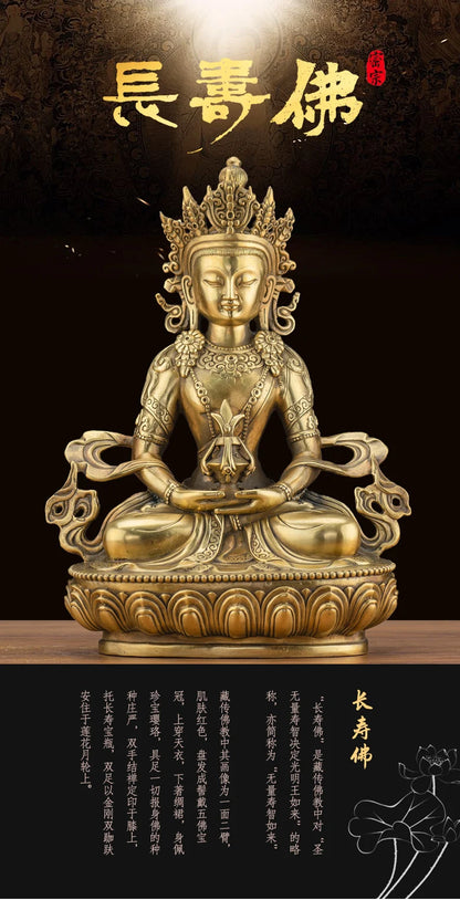 LARGE GOOD Wholesale buddha statue Asia Buddhism Buddha brass statue Tantra Amitayus CHANG SHOU RU LAI FO Buddha talisman