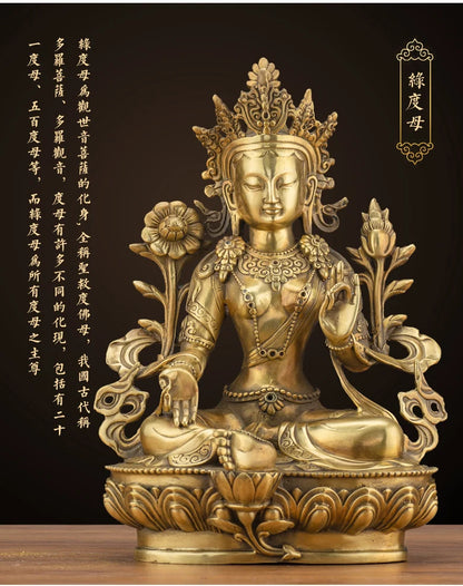 LARGE GOOD Wholesale buddha statue Asia Buddhism Buddha brass statue Tantra Green Tara Guan yin Bodhisattva HOME Buddha talisman