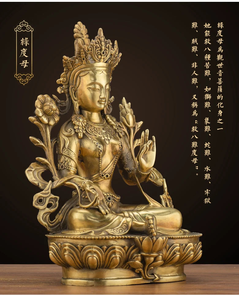 LARGE GOOD Wholesale buddha statue Asia Buddhism Buddha brass statue Tantra Green Tara Guan yin Bodhisattva HOME Buddha talisman