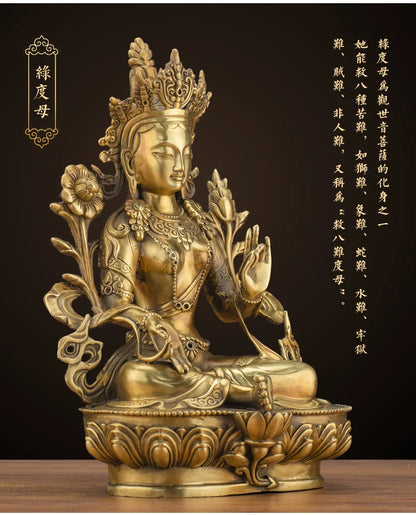 LARGE GOOD Wholesale buddha statue Asia Buddhism Buddha brass statue Tantra Green Tara Guan yin Bodhisattva HOME Buddha talisman