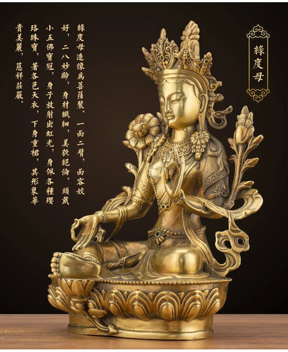 LARGE GOOD Wholesale buddha statue Asia Buddhism Buddha brass statue Tantra Green Tara Guan yin Bodhisattva HOME Buddha talisman