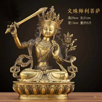 LARGE GOOD Wholesale buddha statue Asia Buddhism Buddha brass statue Tantra Manjusri Guan yin Bodhisattva HOME Buddha talisman