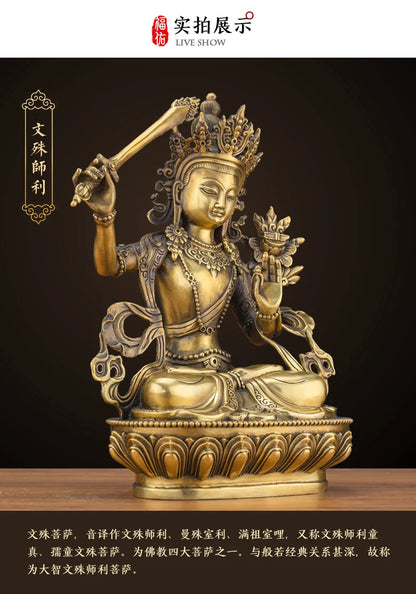 LARGE GOOD Wholesale buddha statue Asia Buddhism Buddha brass statue Tantra Manjusri Guan yin Bodhisattva HOME Buddha talisman