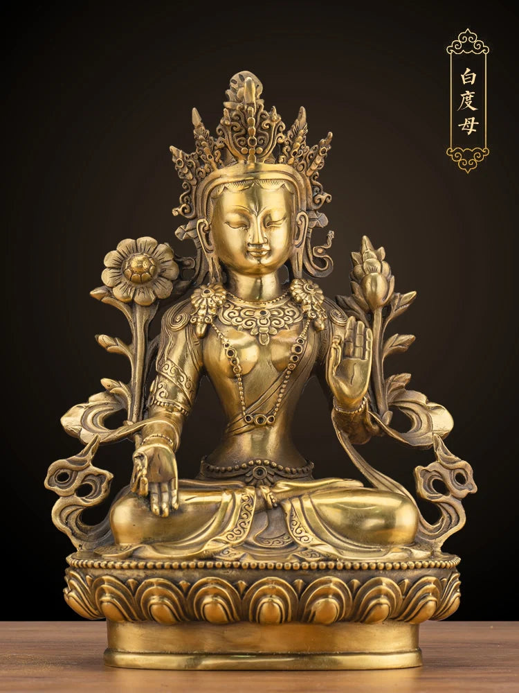 LARGE GOOD Wholesale buddha statue Asia Buddhism Buddha brass statue Tantra white Tara Guan yin Bodhisattva HOME Buddha talisman