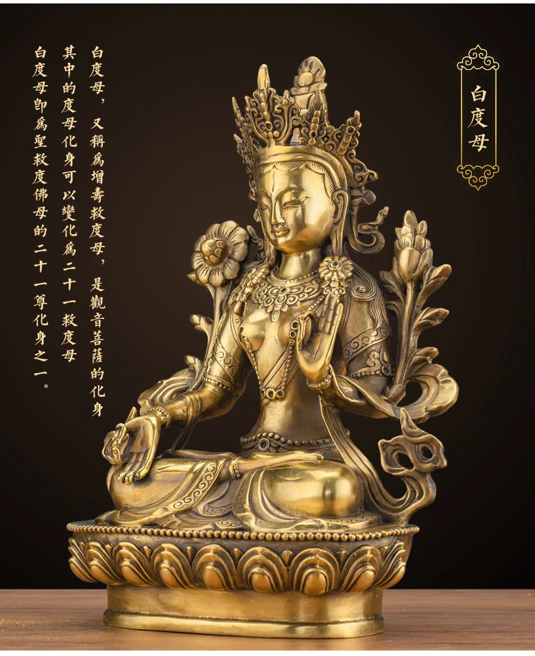 LARGE GOOD Wholesale buddha statue Asia Buddhism Buddha brass statue Tantra white Tara Guan yin Bodhisattva HOME Buddha talisman