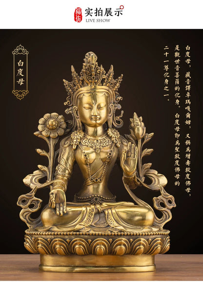 LARGE GOOD Wholesale buddha statue Asia Buddhism Buddha brass statue Tantra white Tara Guan yin Bodhisattva HOME Buddha talisman