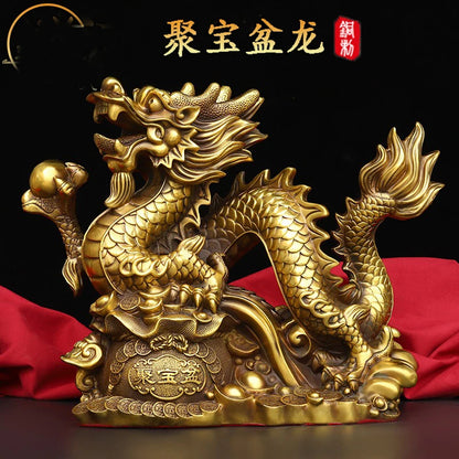 LARGE HOME office SHOP Business ART thriving business GOOD LUCK Mascot Royal Wealth dragon GOD FENG SHUI Brass statue