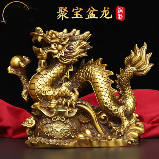 LARGE HOME office SHOP Business ART thriving business GOOD LUCK Mascot Royal Wealth dragon GOD FENG SHUI Brass statue