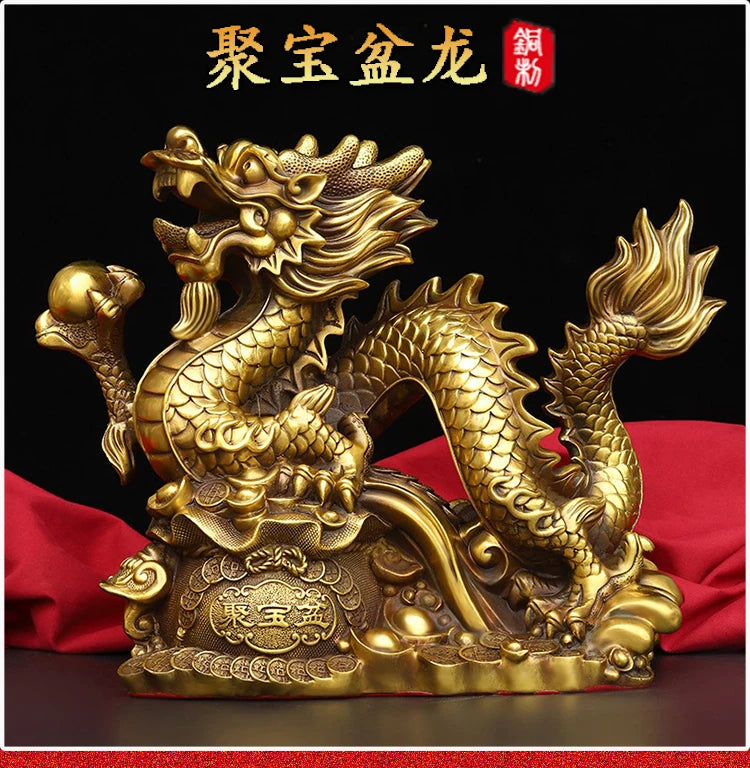 LARGE HOME office SHOP Business ART thriving business GOOD LUCK Mascot Royal Wealth dragon GOD FENG SHUI Brass statue