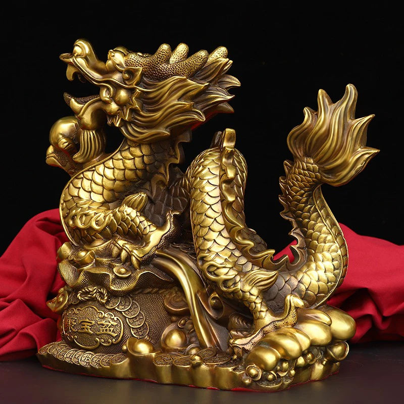 LARGE HOME office SHOP Business ART thriving business GOOD LUCK Mascot Royal Wealth dragon GOD FENG SHUI Brass statue
