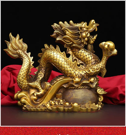 LARGE HOME office SHOP Business ART thriving business GOOD LUCK Mascot Royal Wealth dragon GOD FENG SHUI Brass statue