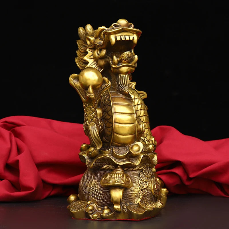 LARGE HOME office SHOP Business ART thriving business GOOD LUCK Mascot Royal Wealth dragon GOD FENG SHUI Brass statue