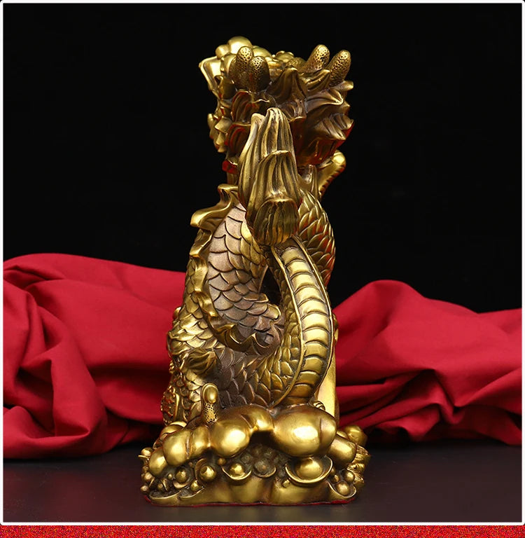 LARGE HOME office SHOP Business ART thriving business GOOD LUCK Mascot Royal Wealth dragon GOD FENG SHUI Brass statue
