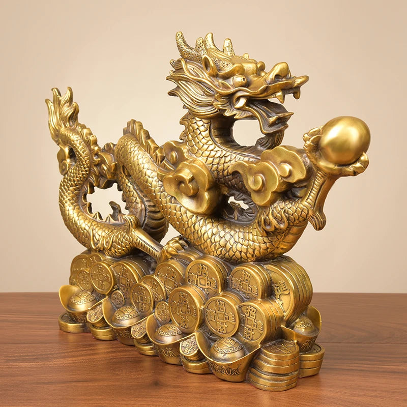 LARGE HOME office SHOP Business ART thriving business GOOD LUCK Wealth Mascot Royal dragon FENG SHUI Brass statue