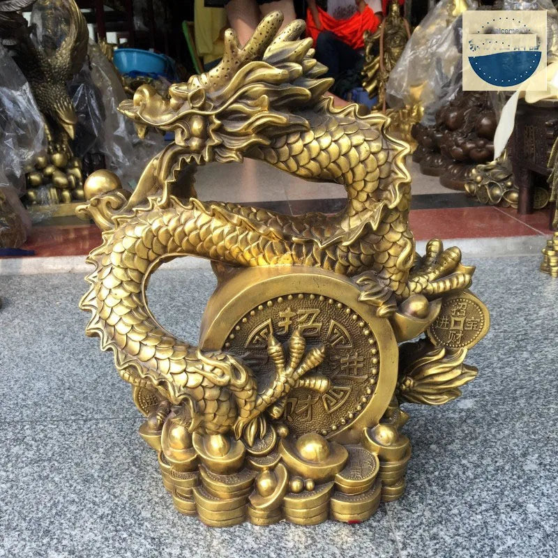 LARGE HOME office SHOP Business ART  thriving business  wealth GOOD LUCK  Mascot # Royal dragon GOD FENG SHUI Brass statue