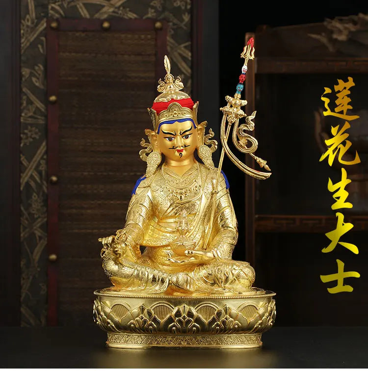 LARGE # High grade Buddha -HOME Hall efficacious Protection Gold-plated Guru Padmasambhava buddha Buddhist Tantra statue