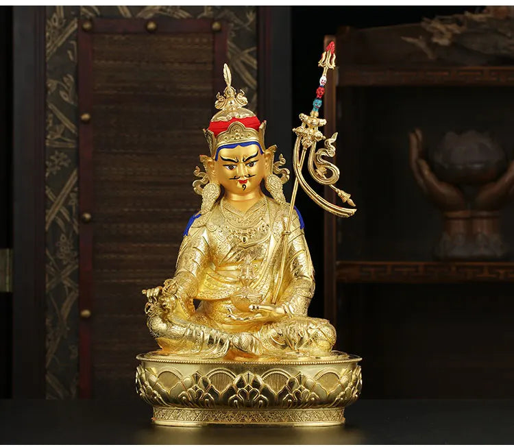 LARGE # High grade Buddha -HOME Hall efficacious Protection Gold-plated Guru Padmasambhava buddha Buddhist Tantra statue