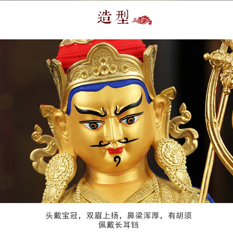 LARGE # High grade Buddha -HOME Hall efficacious Protection Gold-plated Guru Padmasambhava buddha Buddhist Tantra statue