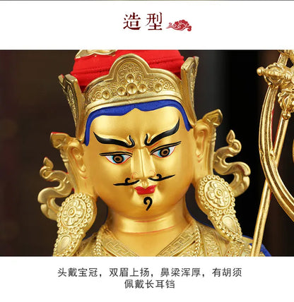 LARGE # High grade Buddha -HOME Hall efficacious Protection Gold-plated Guru Padmasambhava buddha Buddhist Tantra statue