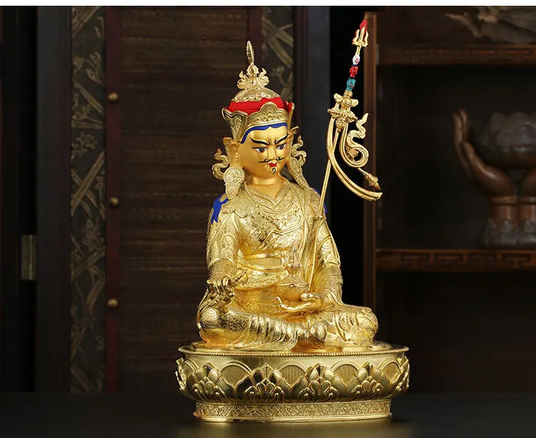 LARGE # High grade Buddha -HOME Hall efficacious Protection Gold-plated Guru Padmasambhava buddha Buddhist Tantra statue