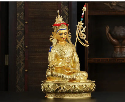 LARGE # High grade Buddha -HOME Hall efficacious Protection Gold-plated Guru Padmasambhava buddha Buddhist Tantra statue