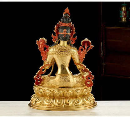 LARGE Huge 45CM  HOME Temple efficacious Protection Talisman GOLD gilding Green Tara Avalokitesvara Buddha brass statue